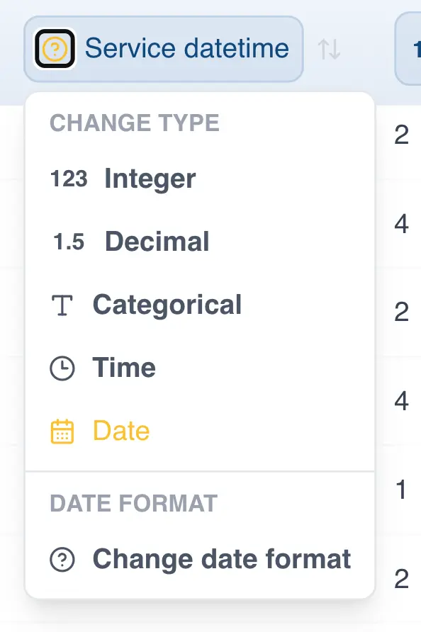 Data type icons