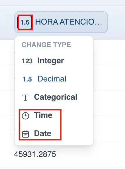 Changing the column type