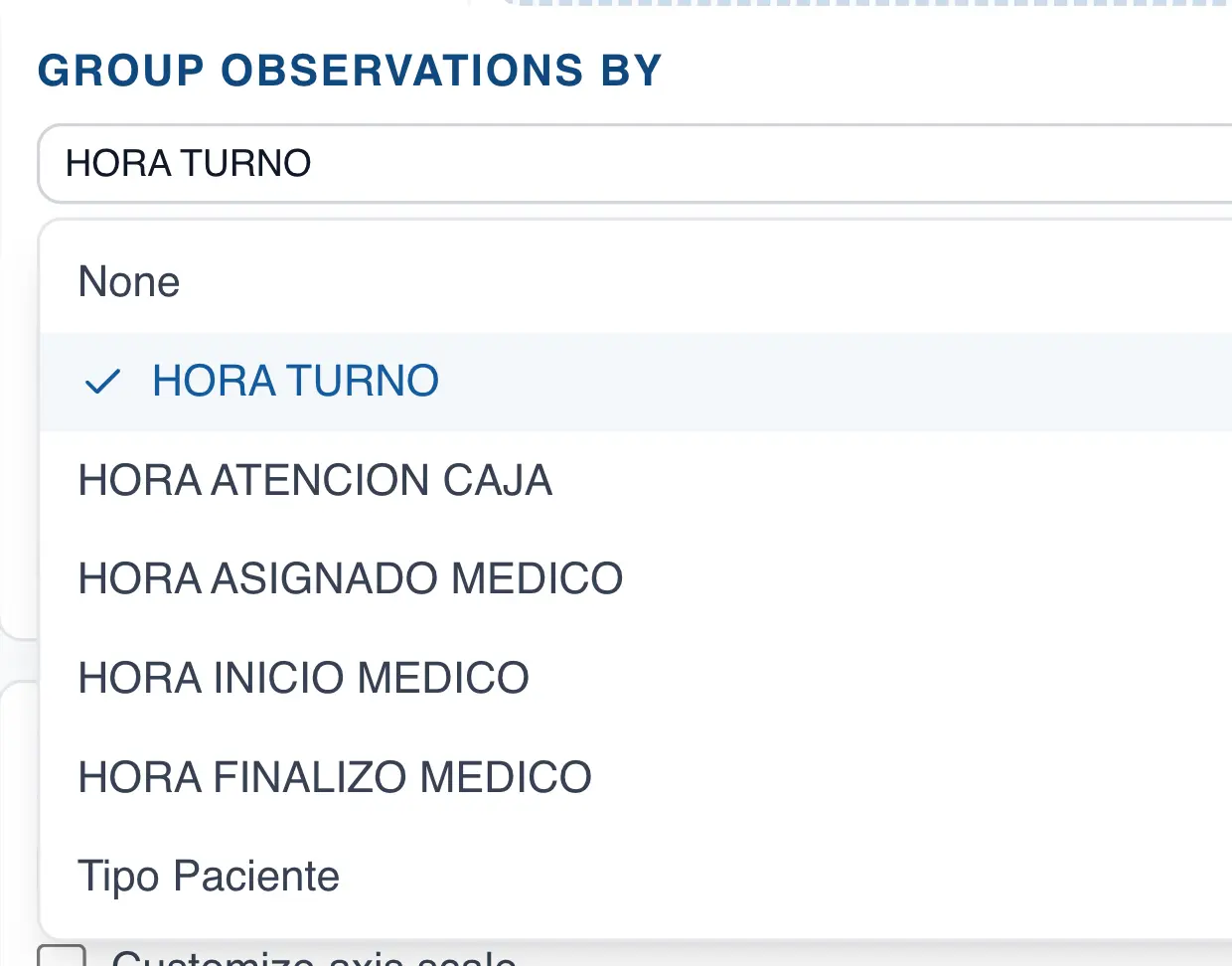 Categorical columns dropdown